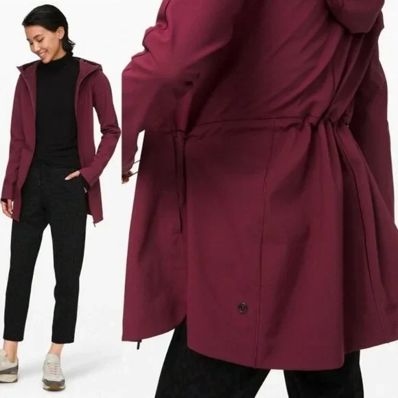 NWT Lululemon Glyde Along Softshell Rain Coat Burgundy Size 2 Waterproof‎ Jacket - Picture 2 of 14